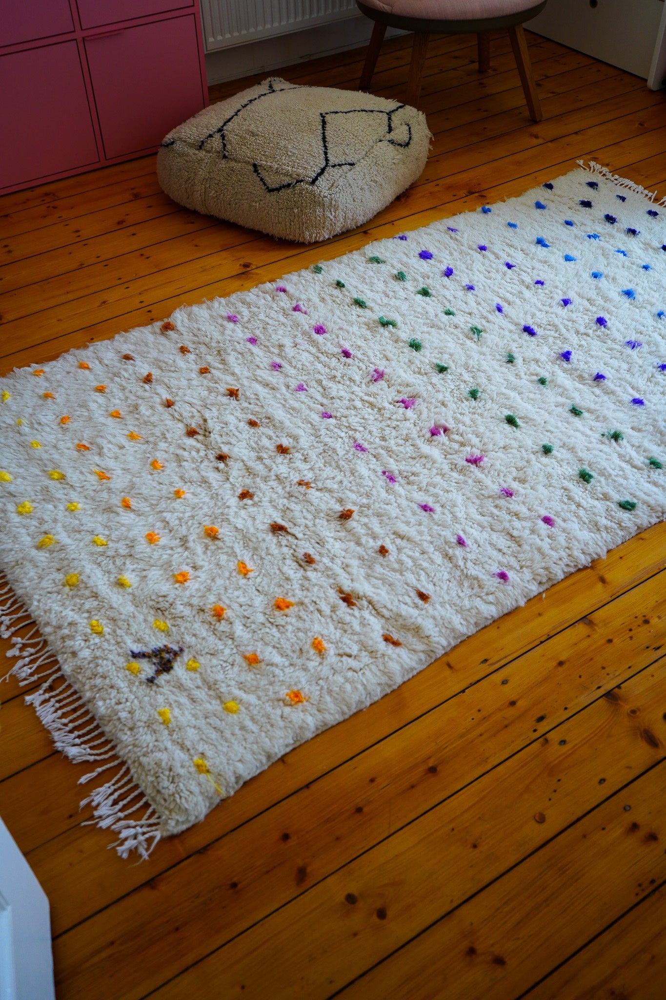 Fluffy Woven Rug The Rainbow